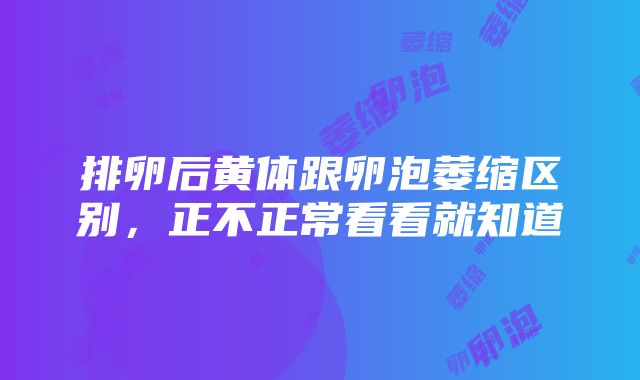 排卵后黄体跟卵泡萎缩区别，正不正常看看就知道