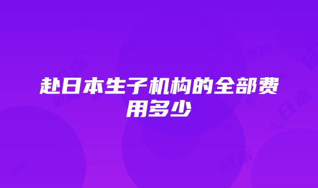 赴日本生子机构的全部费用多少