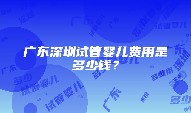 广东深圳试管婴儿费用是多少钱？