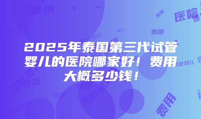 2025年泰国第三代试管婴儿的医院哪家好！费用大概多少钱！