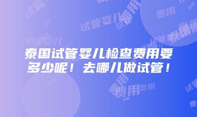 泰国试管婴儿检查费用要多少呢！去哪儿做试管！