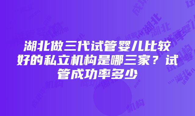 湖北做三代试管婴儿比较好的私立机构是哪三家？试管成功率多少