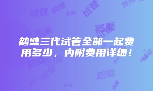 鹤壁三代试管全部一起费用多少，内附费用详细！