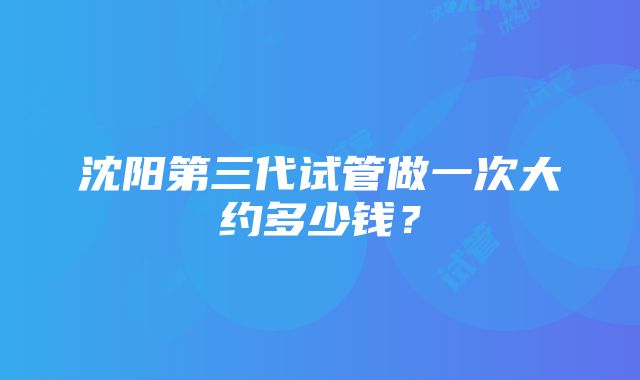 沈阳第三代试管做一次大约多少钱？