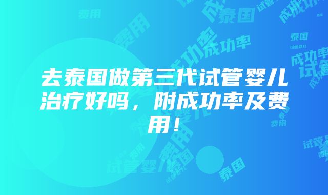 去泰国做第三代试管婴儿治疗好吗，附成功率及费用！