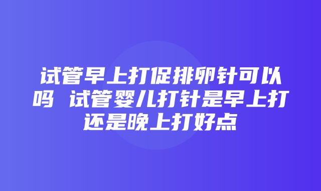 试管早上打促排卵针可以吗 试管婴儿打针是早上打还是晚上打好点