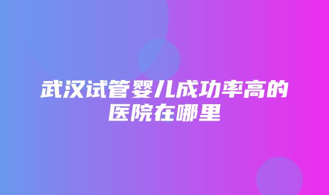 武汉试管婴儿成功率高的医院在哪里