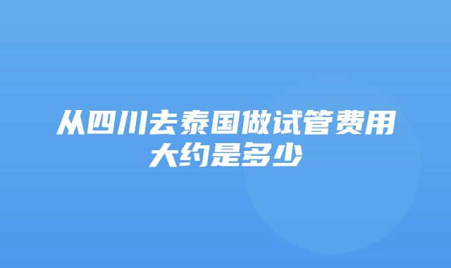 从四川去泰国做试管费用大约是多少