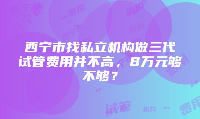 西宁市找私立机构做三代试管费用并不高，8万元够不够？