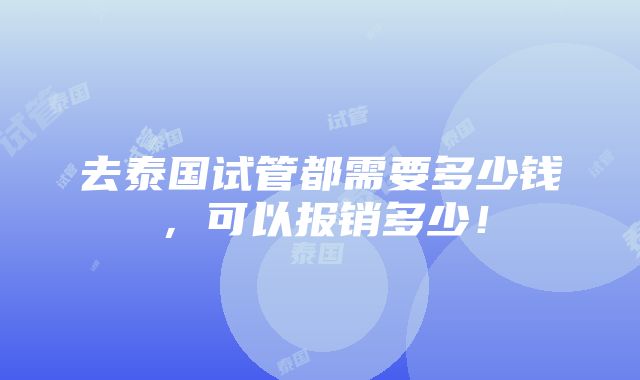 去泰国试管都需要多少钱，可以报销多少！