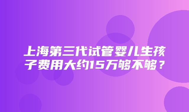 上海第三代试管婴儿生孩子费用大约15万够不够？