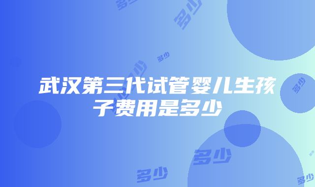 武汉第三代试管婴儿生孩子费用是多少