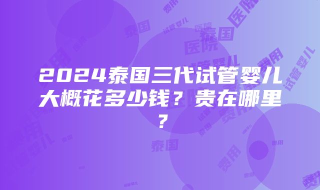 2024泰国三代试管婴儿大概花多少钱？贵在哪里？