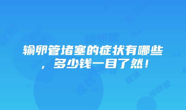 输卵管堵塞的症状有哪些，多少钱一目了然！