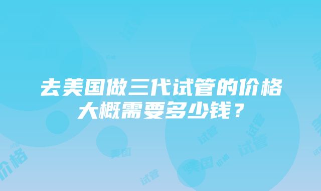 去美国做三代试管的价格大概需要多少钱？