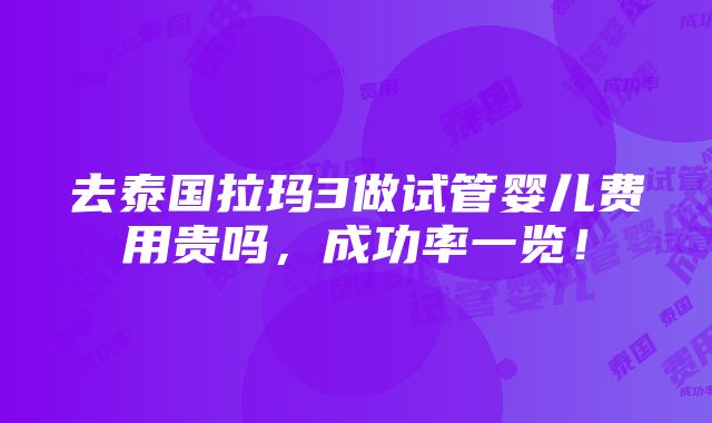 去泰国拉玛3做试管婴儿费用贵吗，成功率一览！