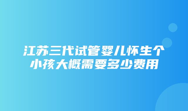 江苏三代试管婴儿怀生个小孩大概需要多少费用