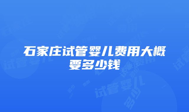 石家庄试管婴儿费用大概要多少钱