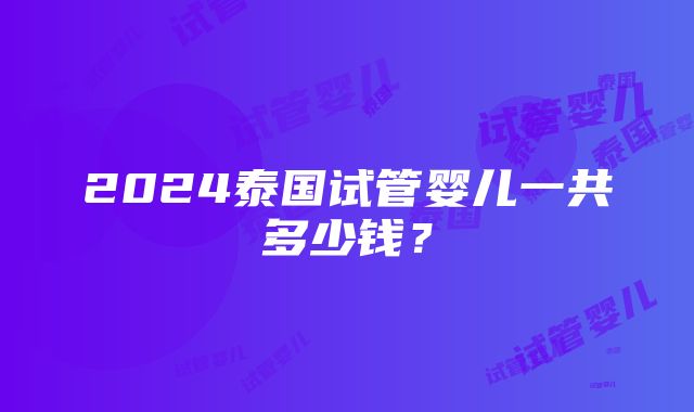 2024泰国试管婴儿一共多少钱？