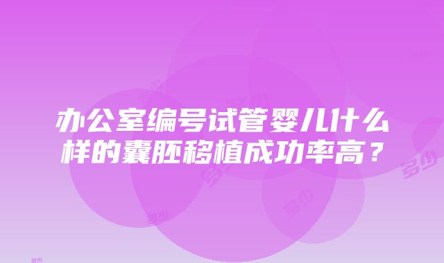 办公室编号试管婴儿什么样的囊胚移植成功率高？