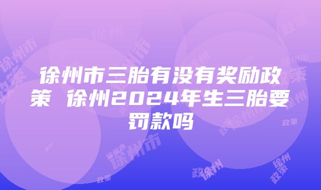 徐州市三胎有没有奖励政策 徐州2024年生三胎要罚款吗