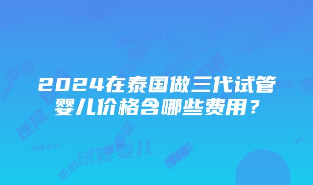 2024在泰国做三代试管婴儿价格含哪些费用？