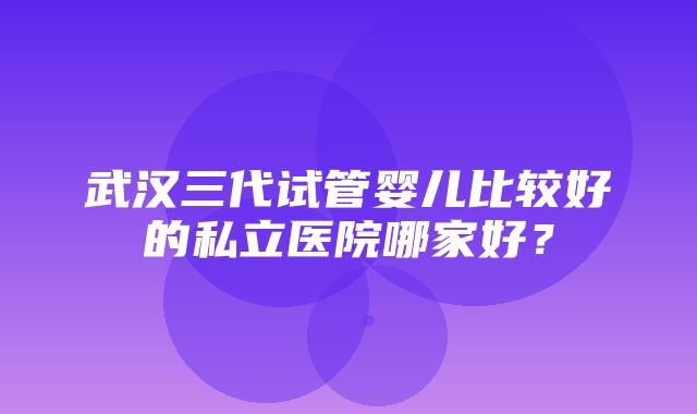 武汉三代试管婴儿比较好的私立医院哪家好？