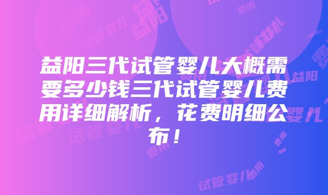 益阳三代试管婴儿大概需要多少钱三代试管婴儿费用详细解析，花费明细公布！