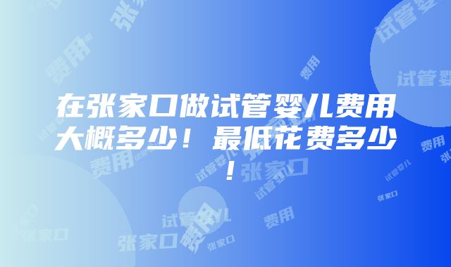 在张家口做试管婴儿费用大概多少！最低花费多少！