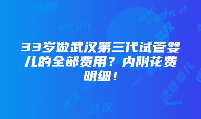 33岁做武汉第三代试管婴儿的全部费用？内附花费明细！