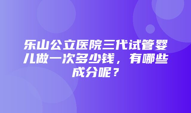 乐山公立医院三代试管婴儿做一次多少钱，有哪些成分呢？