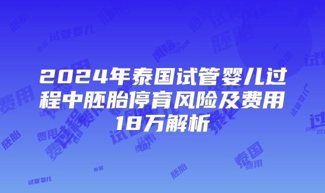 2024年泰国试管婴儿过程中胚胎停育风险及费用18万解析