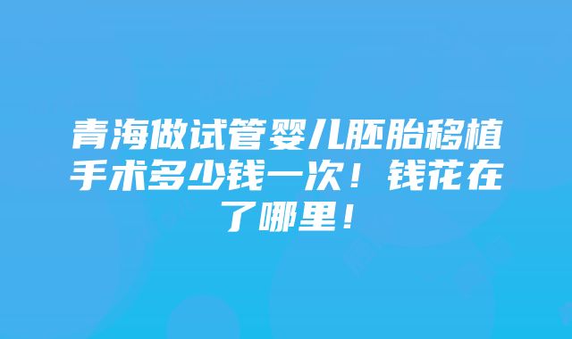 青海做试管婴儿胚胎移植手术多少钱一次！钱花在了哪里！