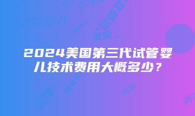 2024美国第三代试管婴儿技术费用大概多少？