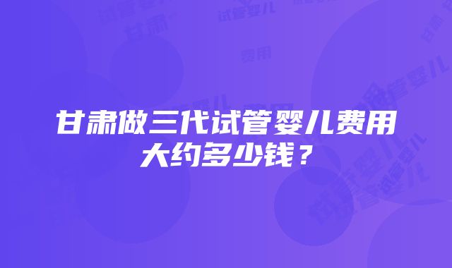 甘肃做三代试管婴儿费用大约多少钱？