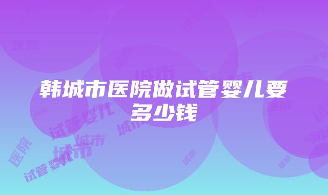 韩城市医院做试管婴儿要多少钱