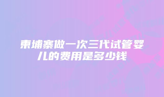 柬埔寨做一次三代试管婴儿的费用是多少钱