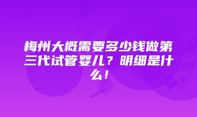 梅州大概需要多少钱做第三代试管婴儿？明细是什么！