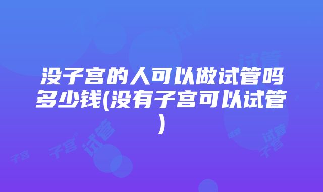 没子宫的人可以做试管吗多少钱(没有子宫可以试管)