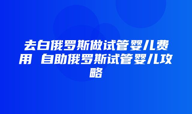 去白俄罗斯做试管婴儿费用 自助俄罗斯试管婴儿攻略