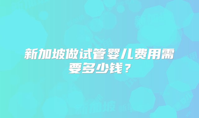 新加坡做试管婴儿费用需要多少钱？