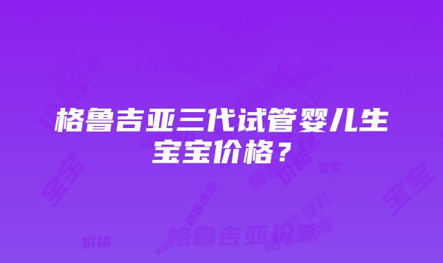 格鲁吉亚三代试管婴儿生宝宝价格？