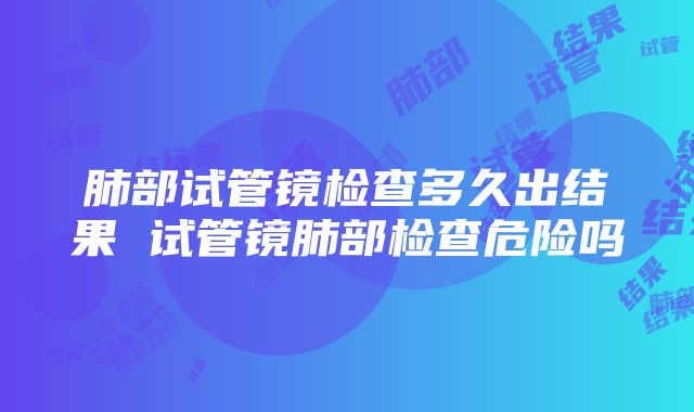 肺部试管镜检查多久出结果 试管镜肺部检查危险吗