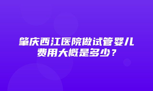 肇庆西江医院做试管婴儿费用大概是多少？