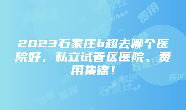 2023石家庄b超去哪个医院好，私立试管区医院、费用集锦！