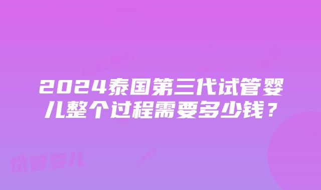 2024泰国第三代试管婴儿整个过程需要多少钱？