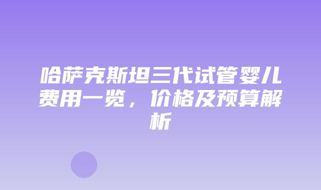 哈萨克斯坦三代试管婴儿费用一览，价格及预算解析