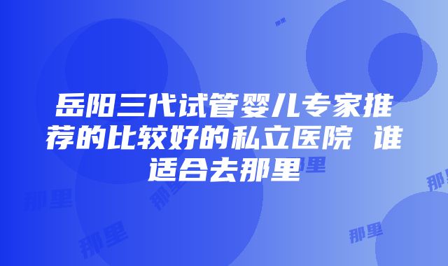 岳阳三代试管婴儿专家推荐的比较好的私立医院 谁适合去那里