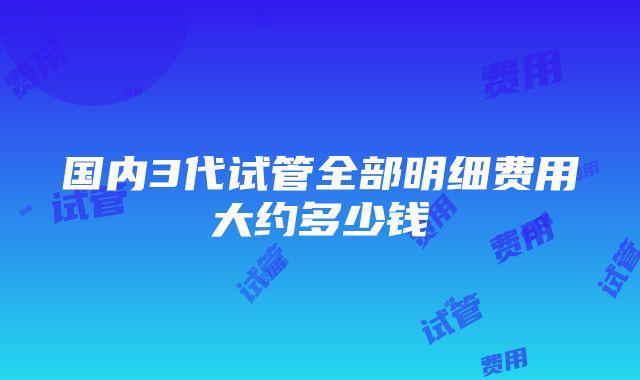 国内3代试管全部明细费用大约多少钱