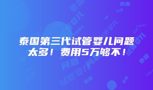 泰国第三代试管婴儿问题太多！费用5万够不！